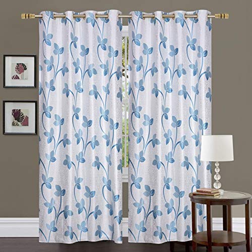 Buy Red Ribbon Polyester Blend Window Curtains Blue 5 Ft Set