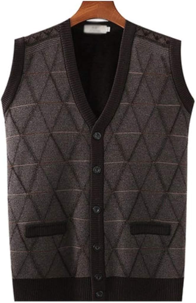 Men's knitted warm vest, men's winter vests, Vneck, thickened plus