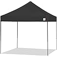 E-Z UP Pyramid Instant Shelter Canopy, 10' x 10' with Wide-Trax Roller Bag & 4 Piece Spike Set, Black