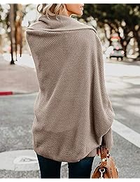 Chang Yun   Suéter de ganchillo para mujer, estilo casual, con parte frontal abierta, con tirantes de punto