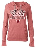 NBA Chicago Bulls Women's Tri Blend Jersey Pullover Hoodie with Pouch Pocket, Medium, Tri Natural Red