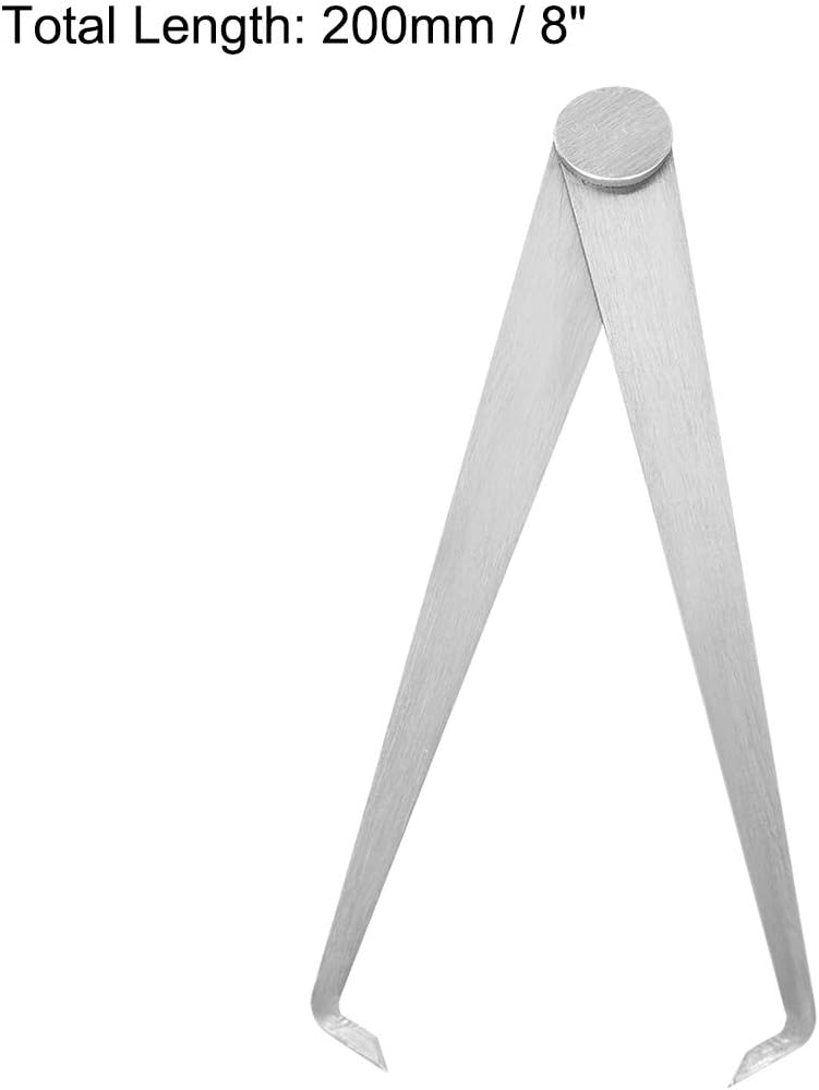 sourcing map 200mm 8-inch Inside Outside Caliper Stainless Steel Firm Friction Joint Measuring Tool 1 Pair - Image 4