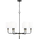 Capital Lighting 441961YA-702 Beckham Modern White Fabric Stay-Straight Shades Chandelier, 6-Light 360 Total Watts, 32" H x 3