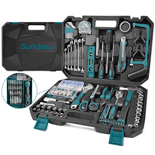 Tool Case 257 Pieces Complete Tool Case – Sundpey Portable Tool Box Hammer Pliers Screwdriver Wrench Socket Tape Measure Tool Kits Repair Combined