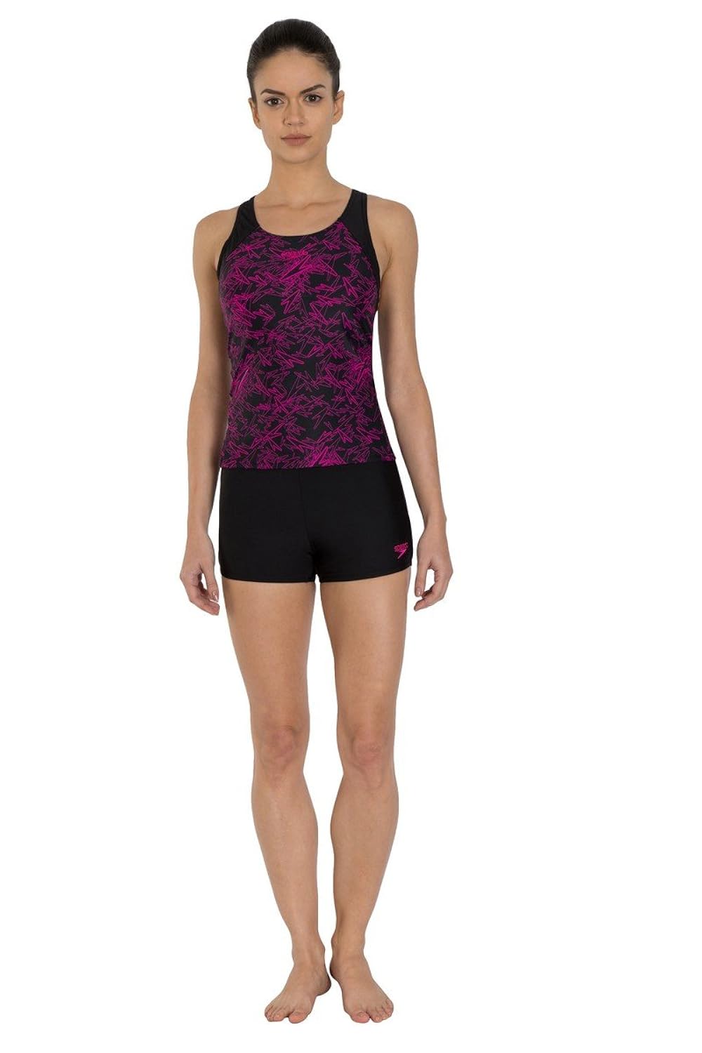 speedo female swimwear boom allover print tankini with boy leg
