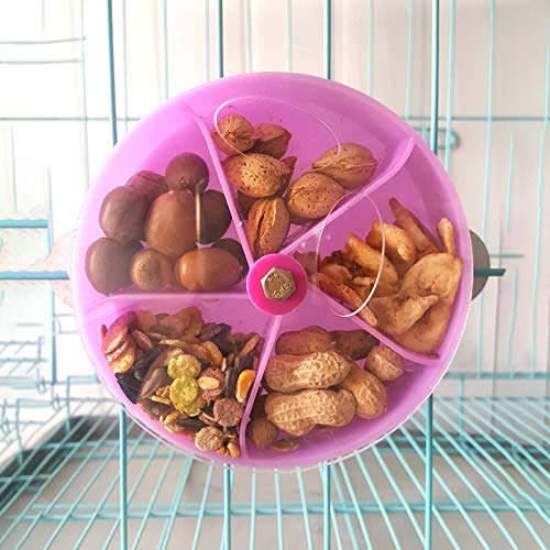AZXAZ Parrot Foraging Toy Food Ball Rotate Bird Feeder Hanging Intelligence Toy Acrylic Cage Feeding Bowl with Separated Compartment Diameter 13cm (Purple)