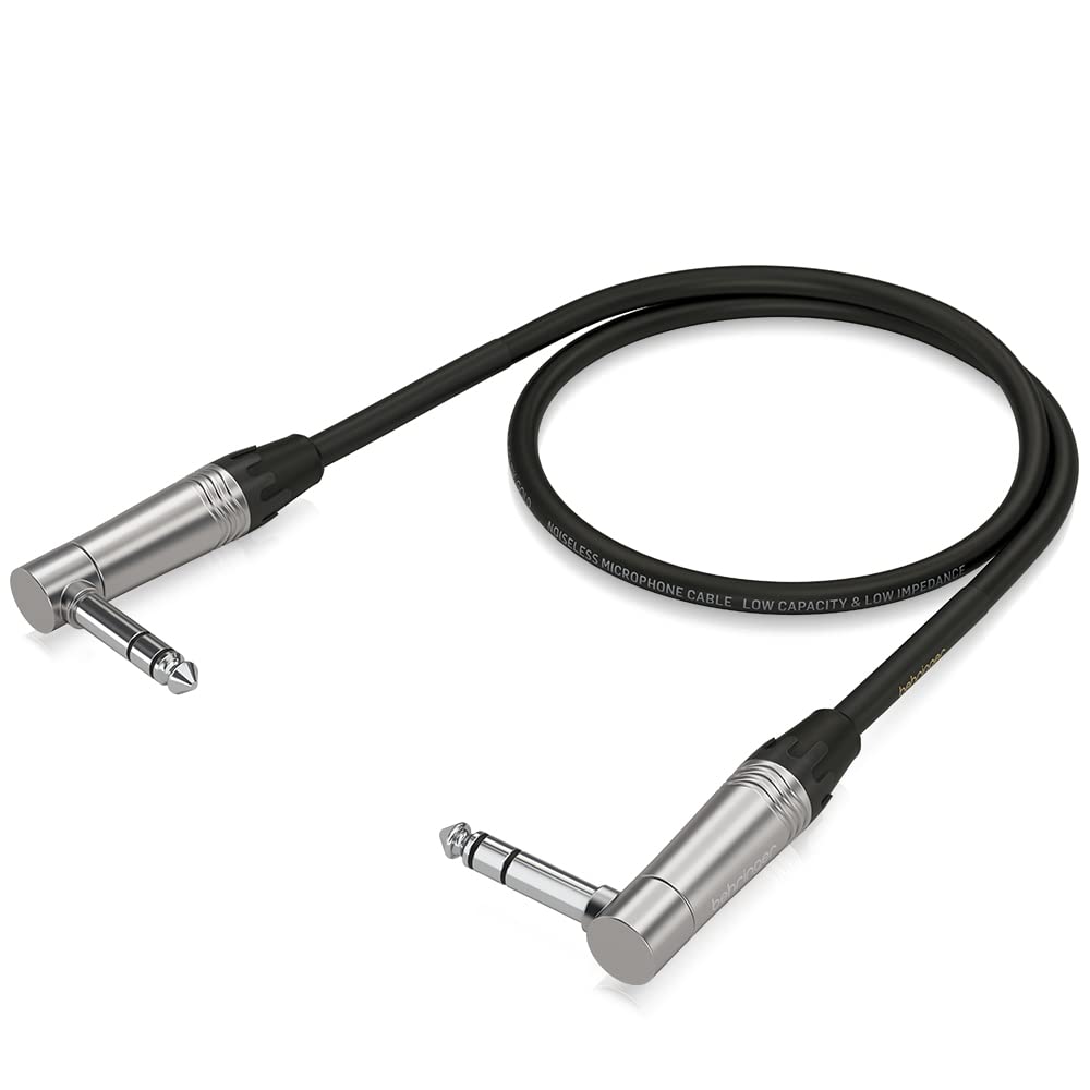 Behringer Instrument Patch Cable - 1/4 Inch TRS Male to 1/4 Inch TRS Male - 0.60 m / 2 ft - Right Angled - Gold Performance - GIC-60 4SR
