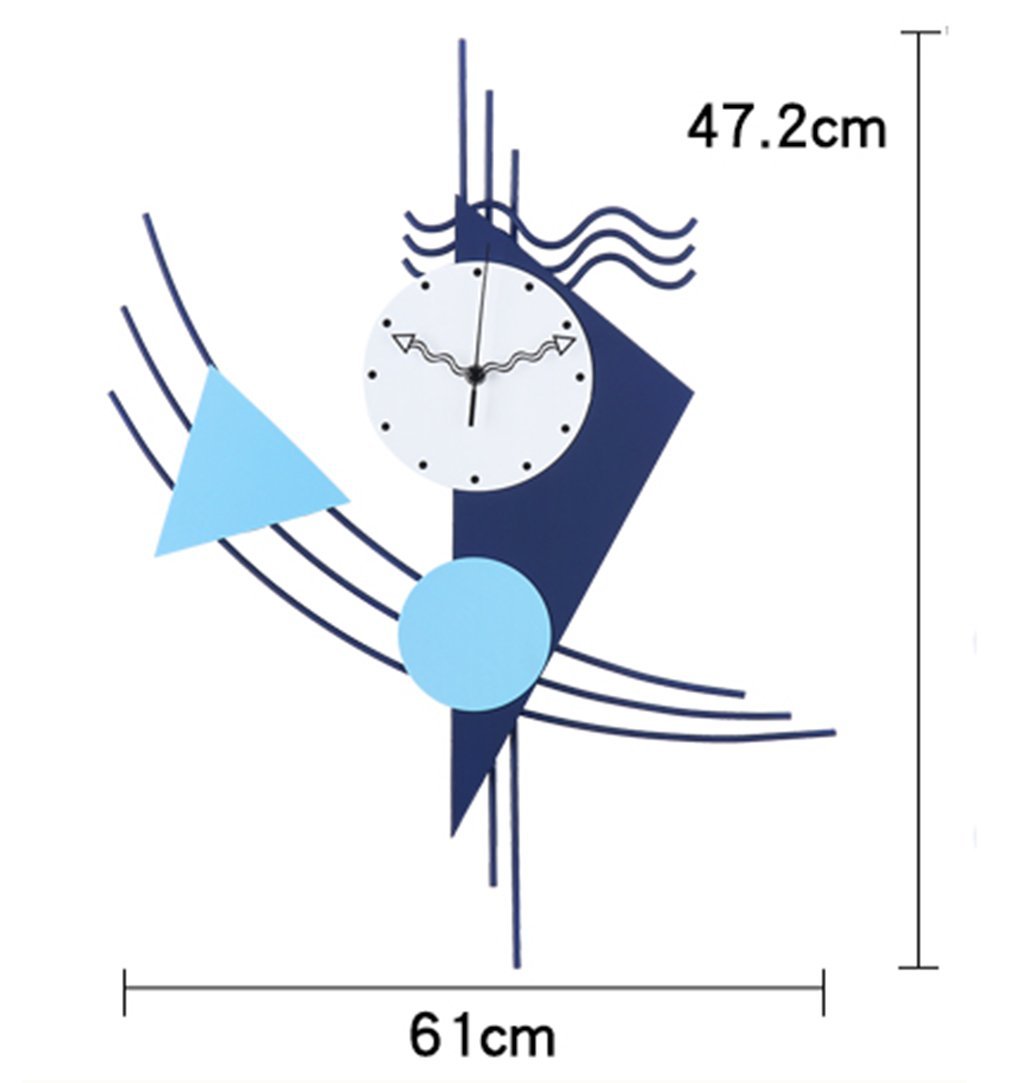 格安 地中海スタイルの壁時計 Gzdシンプルなスタイル地中海沿岸モデルの壁時計居間木製のミュート壁時計 61 47 2センチメートル 青 電池なし B07dpp4txq Studioweb Com