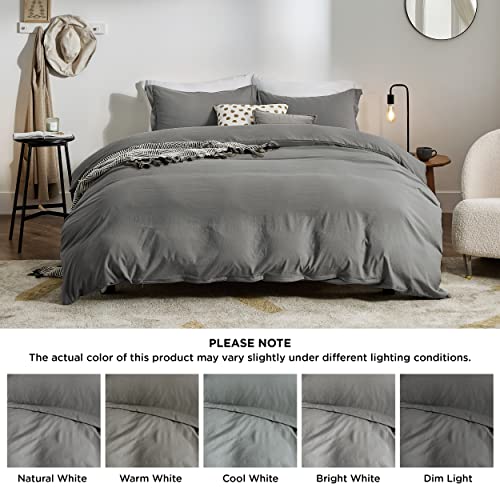 Bedsure Dark Grey Duvet Cover Queen Size Soft Prewashed Queen Duvet