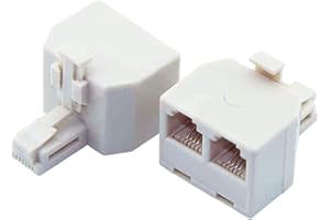 RFADAPTER Phone Splitter 1 to 2, 2-Pack RJ11 6P4C Wall Jack Plug 1 to 2 Modular Adapter Converter