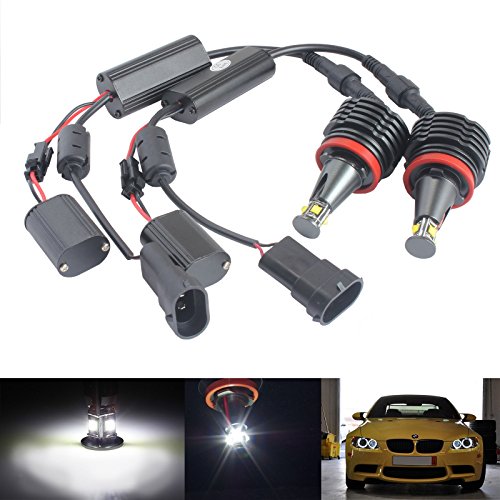 BSLighting 1 Pair H8 20W CREE Xenon White LED Angel Eyes Marker Light Canbus BMW E87 E82 E92 E93