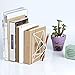 SRIWATANA Bookends White, Decorative Metal Book Ends Supports for Shelves, Unique Geometric Design(1 Pair/2 Pieces)