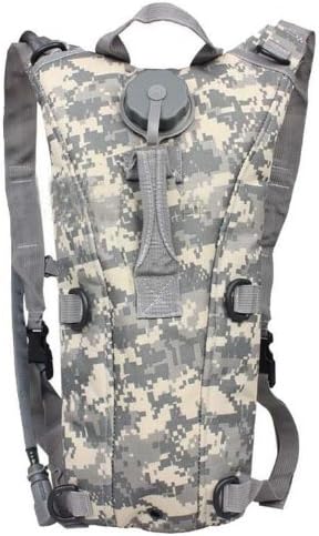 Global Sportsman Tactical Hydration Pack Backpack Carrier With 2.5 Liter / 84 oz. Water Drinking Bladder Reservoir Capacity System Includes Hosing And Hands Free Bite Valve, Heavy Duty D-Rings, Storage Pocket, Adjustable Shoulder Strap & Emergency Carry Handle - Camping Hiking Outdoor Hunting Airsoft Bicycle Running Sports Military Army Patrol (ACU Army Digital Camo)