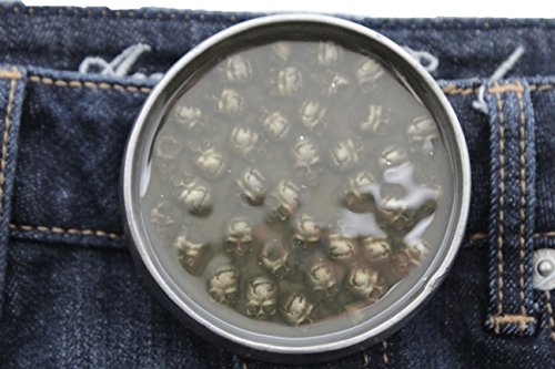 TFJ Men Gothic Belt Buckle Punk Fashion Silver Metal Mini Skulls Skeletons Taupe