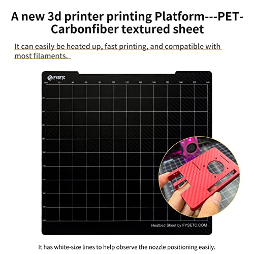 FYSETC Prusa Build Plate MK52 MK3S+ MK4 Spring Steel Surface Textured PEI+ PETCF DoubleSided