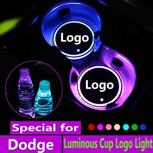 2X Led Car Logo Cup light For Dodge Atos Attitude Avenger Caliber Challenger Charger Logo light Luminous Coaster Accessories For Dodge Logo
