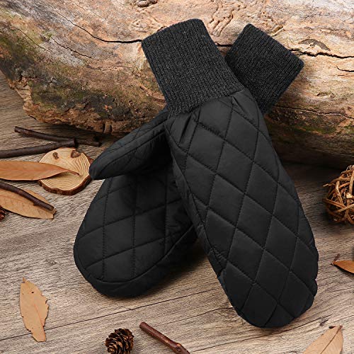 Andake Down Mittens Gloves for Women Water-resistance Warm Winter Snow Gloves for Walking Jogging Work Outdoor Activities (S/M, BLACK) - Thumbnail 5