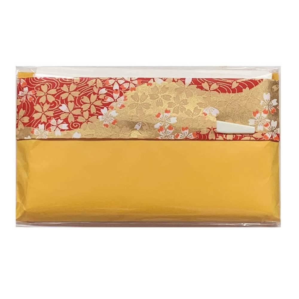 Japanese Kaishi 30 Sheets – Mino Washi Traditional Paper for Tea Ceremony, with Colorful Yuzen Paper Case & Plastic Sweet Pick [Yellow], 5.7 x 6.9 in (145 x 175 mm)