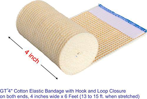 NexSkin Organic Cotton Elastic Bandage Wrap (6"" Wide, 6 Pack) | Hook & Loop Fasteners | Sports