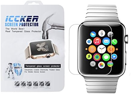 iwatch 38 mm screen protector, [2-pack] ICCKER Apple iWatch anti-explosion explosionproof Tempered Glass Screen Protector for iWatch 38mm.