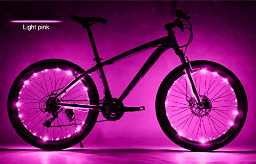 Bodyguard Bike Wheel Lights, Automatic and Manual lighting, Waterproof Bicycle Wheel Light String, Ultra Bright LED (1Pack) with BATTERIES INCLUDED! (pink)
