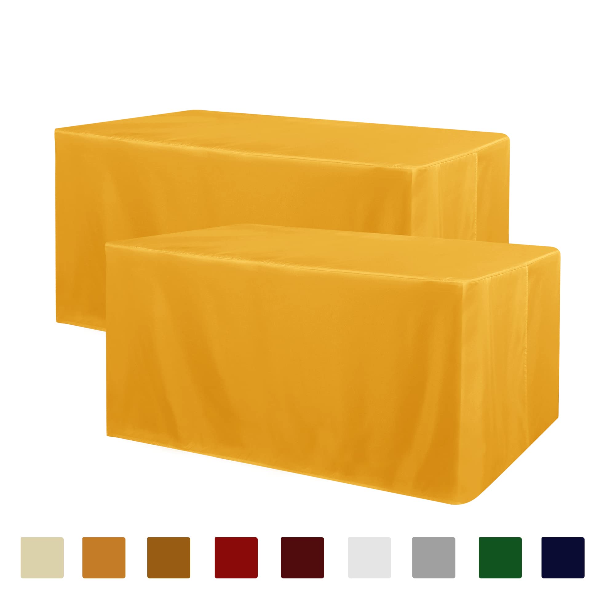 Photo 1 of Obstal 2 Pack Table Clothes for 4 Foot Rectangle Tables - Water Resistant Washable Fabric Polyester Rectangle Table Cover Protector for Wedding, Banquet and Trade Shows, 48L x 24W x 30H Inches, Yellow