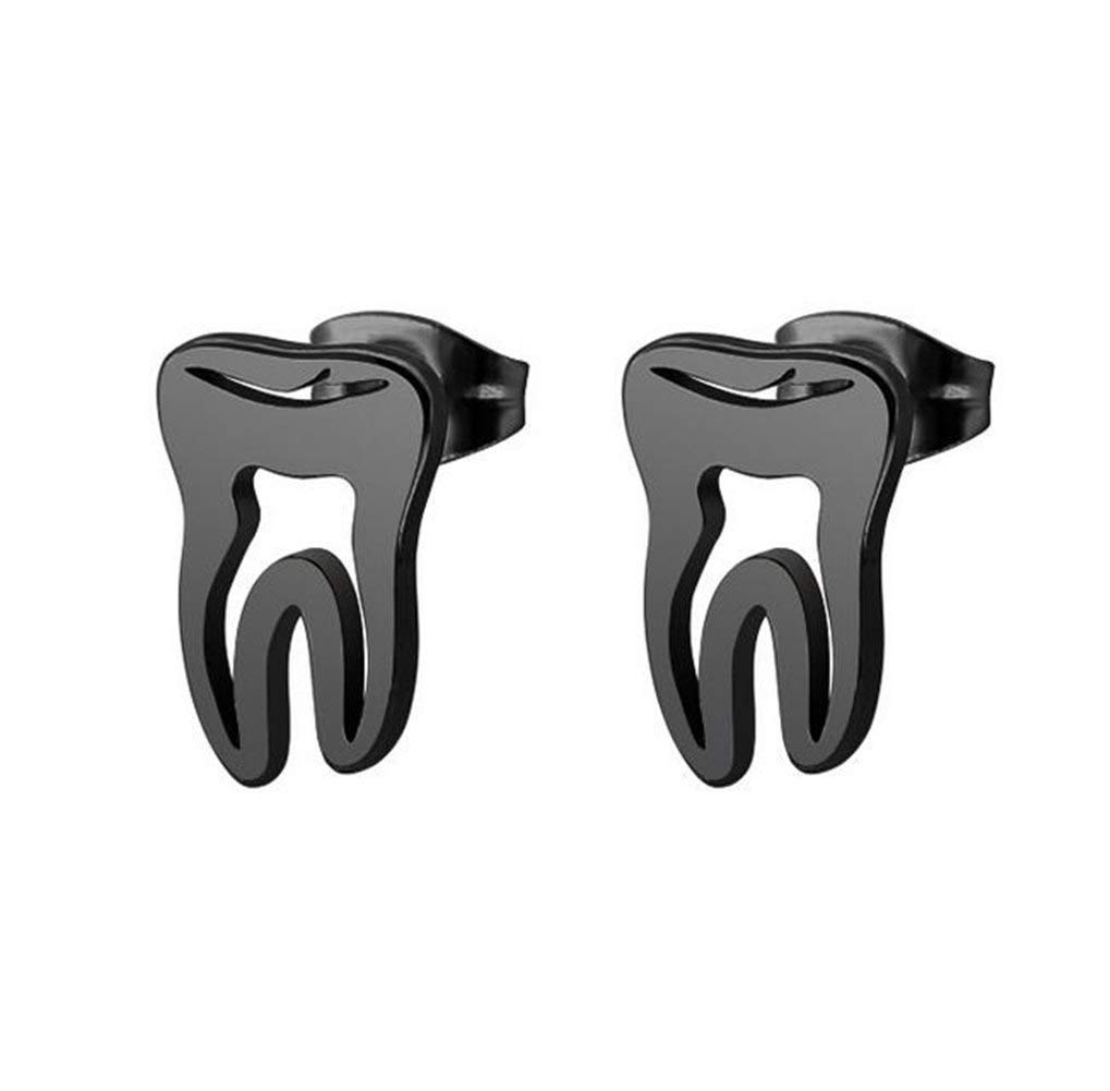 Teeth Stud Earrings for Unisex Men Women Dental Dentist Stainless Steel Tooth Pierced Ear Plugs Earrings