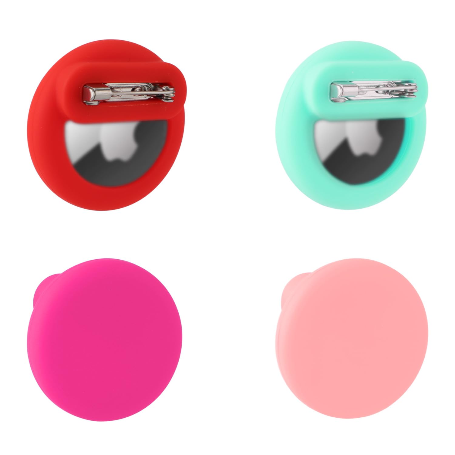 4pcs Hidden Kids Holder, Silicone Case Cover with Safety Pins Compatible with Apple Airtag for Kids Adult Inside Clothes (Red,Pink,Green,Rose Pink)