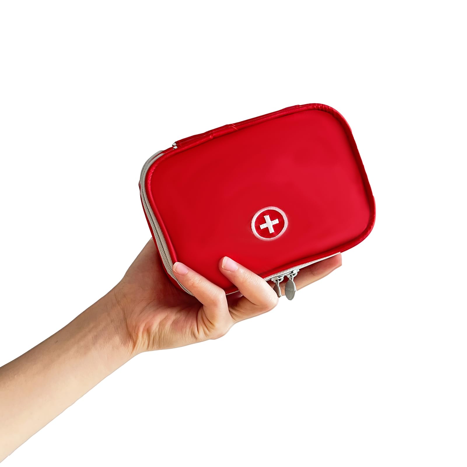 Photo 1 of Linsiter Portable Empty First Aid Bag, Mini Travel Medicine Pouch Double Zippers Handy Pills Pocket for Travel Home, Red