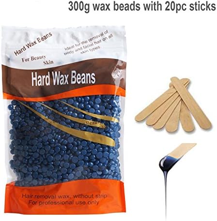 Hard Wax Beans Pamty Hair Removal Waxing Kit Solid Depilatory Grain Body Hair Remover Granules Hot Film Wax Bead,No Stripes Needed 10Ounce/300g Lavender Flavor with 20 Wax Applicator Sticks