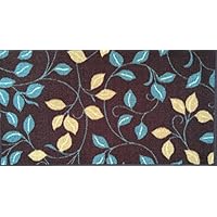 Vintage Mocha Non-skid Doormat 18" x 31" Non-slip accent entry kitchen bathroom floral mat with rubber backing (Mocha)