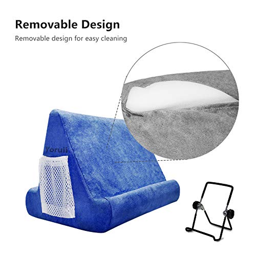 Soft Pad Pillow Stand Holder Tablet Mobile Phone Pillow Lap Stand Multi-Angle Reading Support Pillow Stand Suitable for Tablet Computer Ereader Smart Phone and Books (Blue)