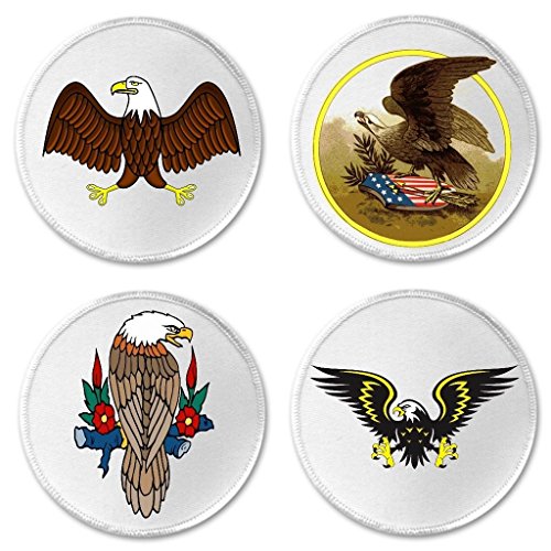 A&T Designs Set 4 Eagles 3" Sew On Patches Faith Hope Courage Strength America