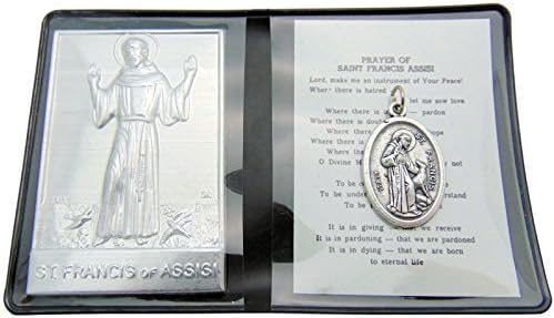 Saint Francis Prayer Folder Set with Medal from Italy &amp; Gift Bag