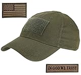 Lightbird Tactical Hat with 2 Pieces Military Patches, Adjustable Operator OCP US Flag Hats Cap (OD Green)