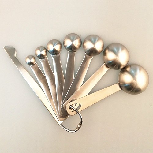 Measuring Spoons, Stainless Steel Measuring Spoons Set of 7 for Measuring Dry and Liquid Ingredients with Measuring Leveler, Stainless Steel Measure Spoons for baking and cooking