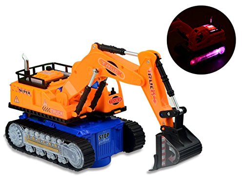 ToyZe Excavator Tractor Toy, with Lights, Real Sounds and Bump and Go Action