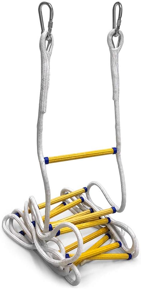 QWORK Emergency Fire Ladder Flame Resistant Safety Rope Escape Ladder with Carabiners for Fast to Deploy in Fire, Weight Capacity up to 2000 pounds, 2 Story 16 FT: Kitchen & Dining