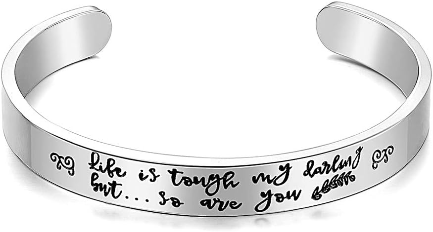 CERSLIMO Inspirational Bracelets for Women Girls Men Teens Friendship Gifts Cuff Encouragement Positive Quote Bangle Gifts for Best Friend(4/6/9/12mm)