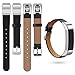 Konikit Fitbit Alta HR and Bands Leather Accessory, Adjustable Replacement Wristband with Metal Connectors, Black