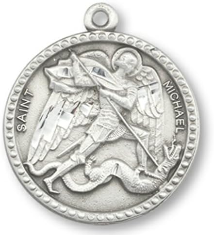 St Michael Pendant Medal with 24 Inch Stainless Steel Chain and Gift Box
