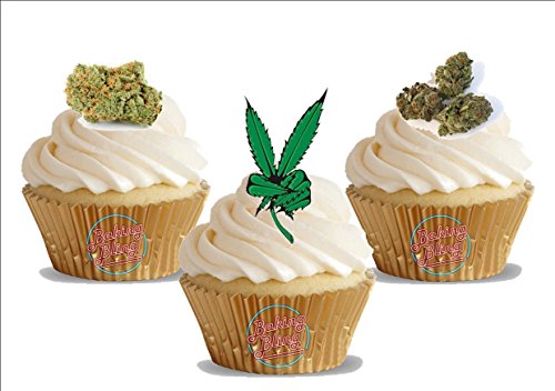 Marijuana Buds And Peace Sign- Fun Novelty Birthday PREMIUM STAND UP Edible Wafer Card Cake Toppers Decoration