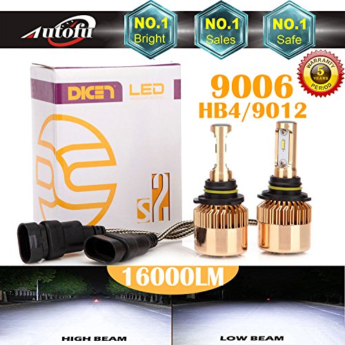 9006 LED Headlight Bulbs HB4 9012, 16000 Lumen 6000K White Super Bright High Beam / Low Beam / Fog Lights / Daytime Running Light Replacement Bulbs Kit (Package of 2)
