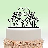ivisi Personalized Wedding Cake Topper Monogram Last Name Surname Decoration Anniversary Gift (Design 5)