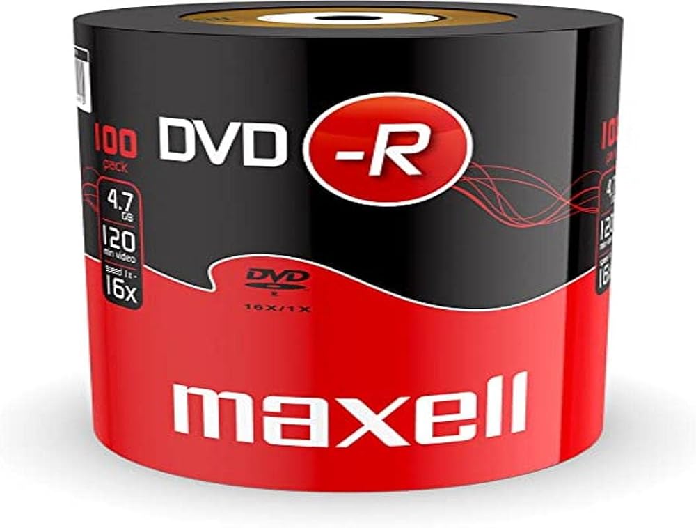 Maxell 275733 DVD-R 4.7GB 16X 120 Min Video 100 Disc Pack Shrink Wrapped
