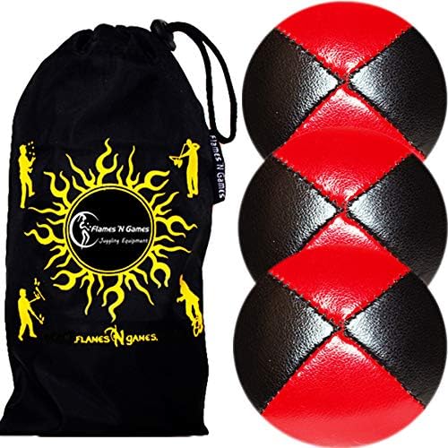 thumbnail image 2 of Henrys Juggler Bean Bag Balls – Superior Medium 67mm – 3x Red-Black – Velour – German Made 2 of 4