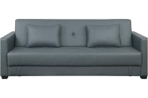 Pearington Mia Sofa Bed-Microfiber, Multi Position Bedroom, Living Room, or Office Futon Couch Sleeper and Lounger with Extra Storage Under Bottom Cushion, Grey
