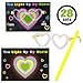 JOYIN 28 Packs Valentines Day Gifts Cards, Valentine's Greeting Cards with Heart Shaped Glasses and Light-up Glow Sticks for Kids Party Favor Classroom Exchange Prize Supplies