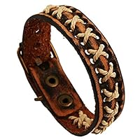 bjlongyi Fashion Bracelet for Women Men,Unisex Punk Style Knitted Leather Rope Buckle Cuff Bangle Wristband Jewelry Gift