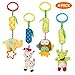 Daisy 4 Packs Infant Baby Plush Adorable Animal Car Seat Hanging Rattle Toy Kids Stroller Crib Pram Ornament Bells Puppet with Wind Chime and Squeak